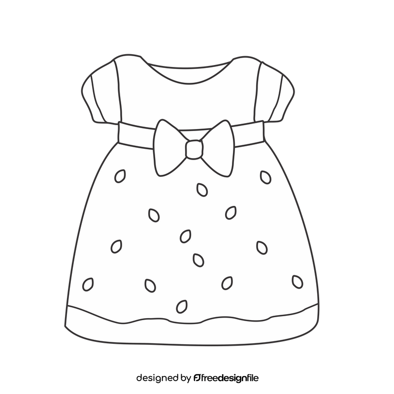 Pink dress black and white clipart