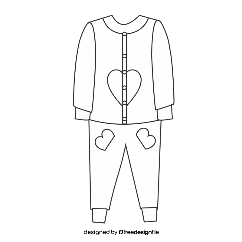 Girls pink pyjamas black and white clipart vector free download