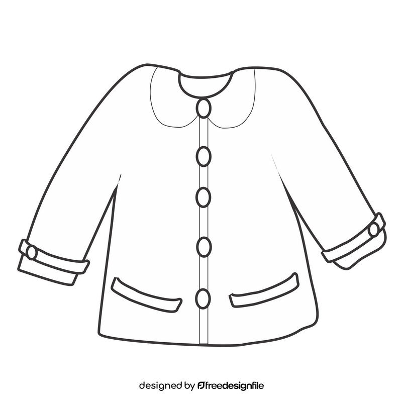 Girls coat drawing black and white clipart vector free download
