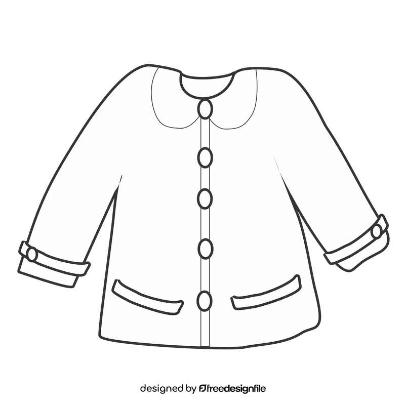 Girls coat drawing black and white clipart vector free download