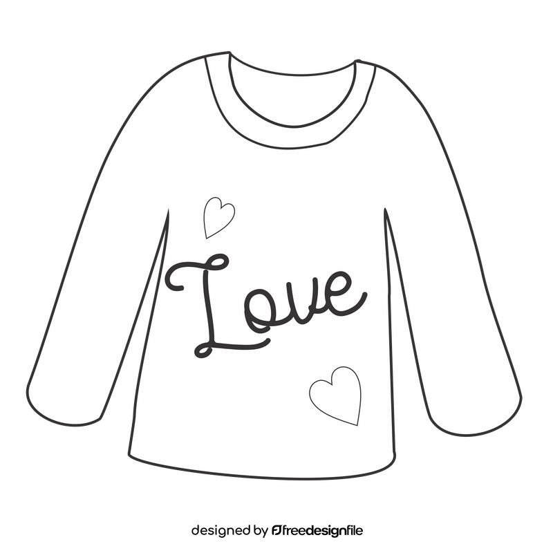 Free sweatshirt for girls black and white clipart