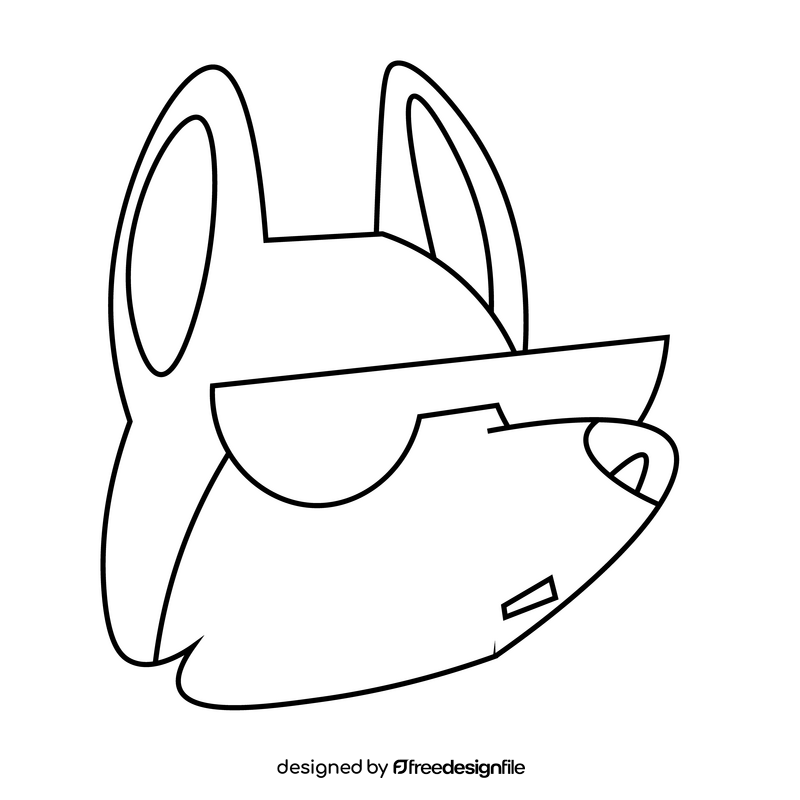 Cartoon fox cool black and white clipart