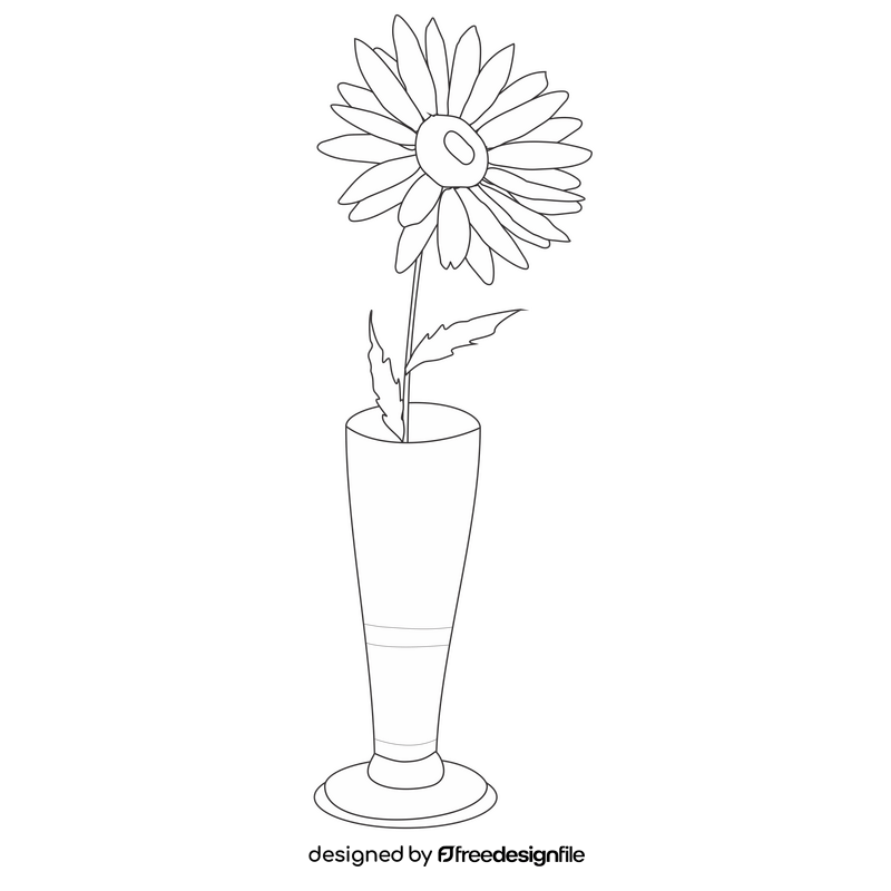 Daisy flower in a vase black and white clipart
