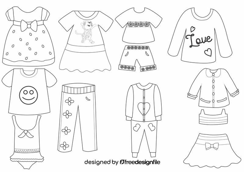 Girls clothes black and white vector free download