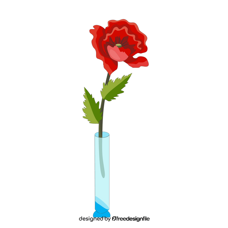 Red poppy flower on a vase clipart