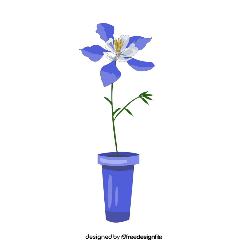 Columbine flower in a pot clipart