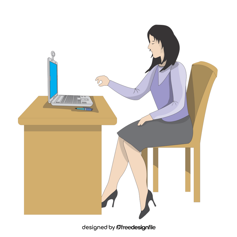 Woman working on computer clipart