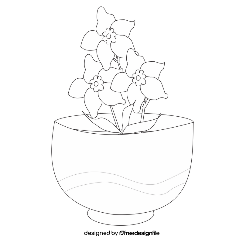 Forget me nots flower in a container black and white clipart