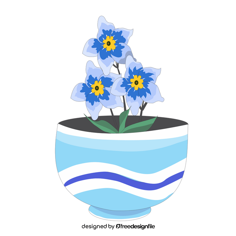Forget me nots flower in a container clipart