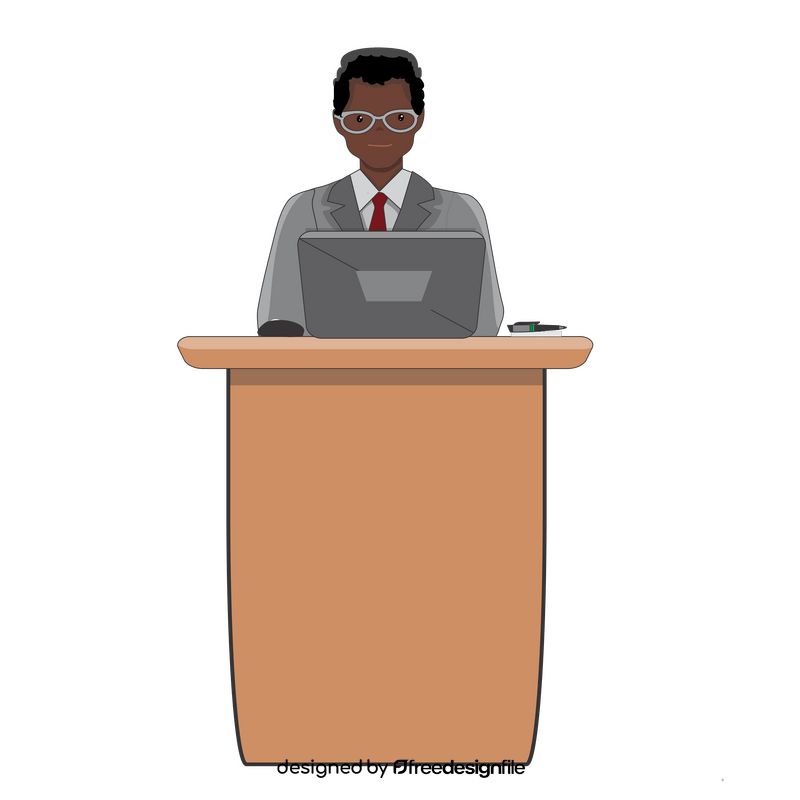 Afro American man working on laptop clipart