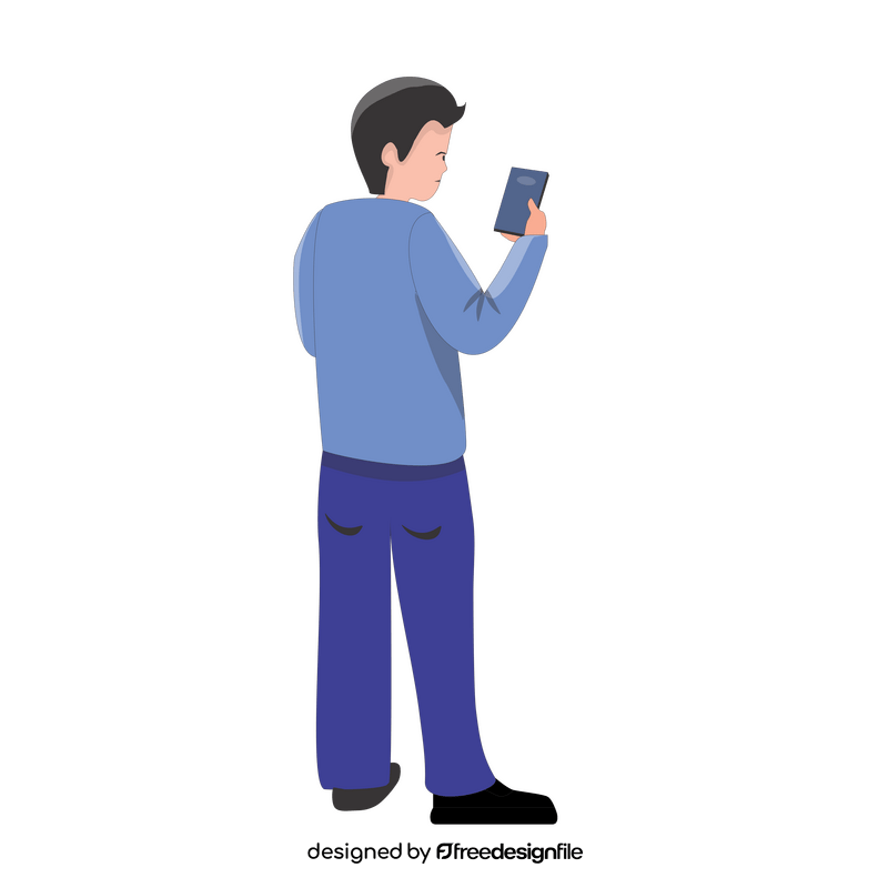 Cartoon man using mobile phone clipart