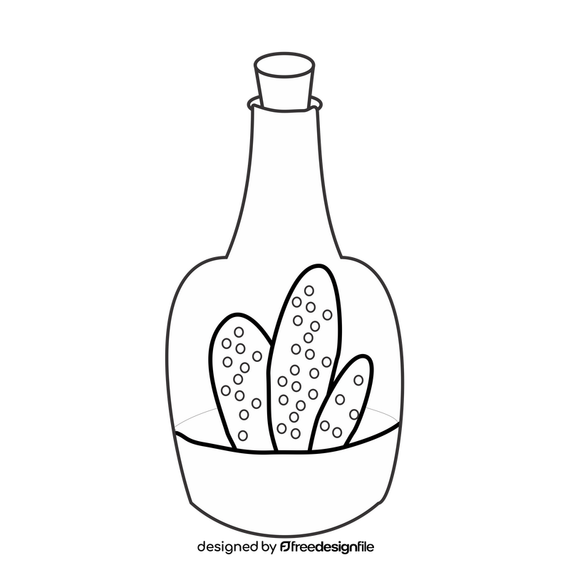Cactus in a bottle black and white clipart