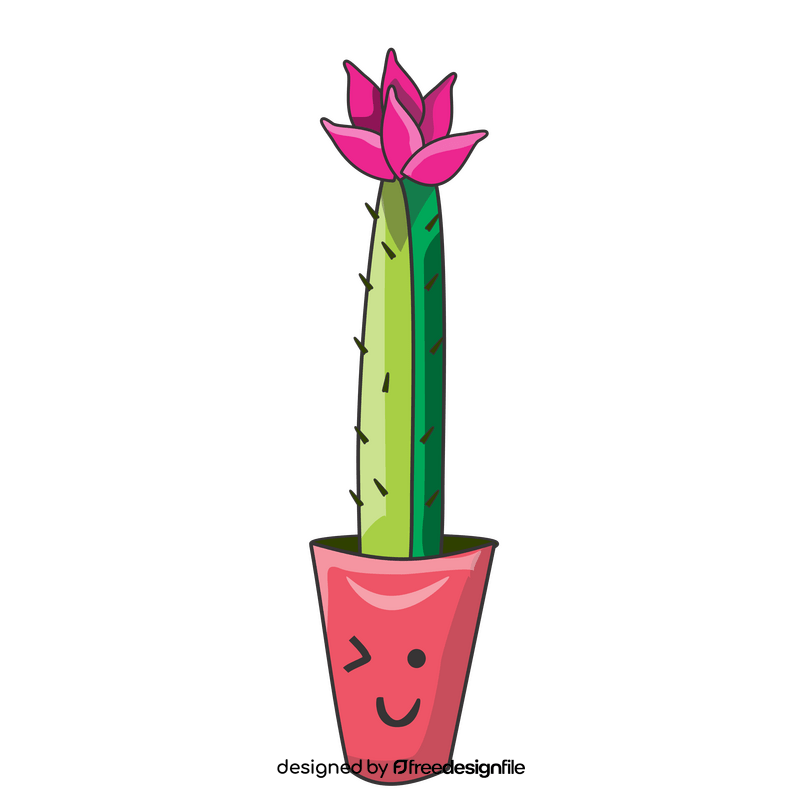 Cactus in pink vase illustration clipart