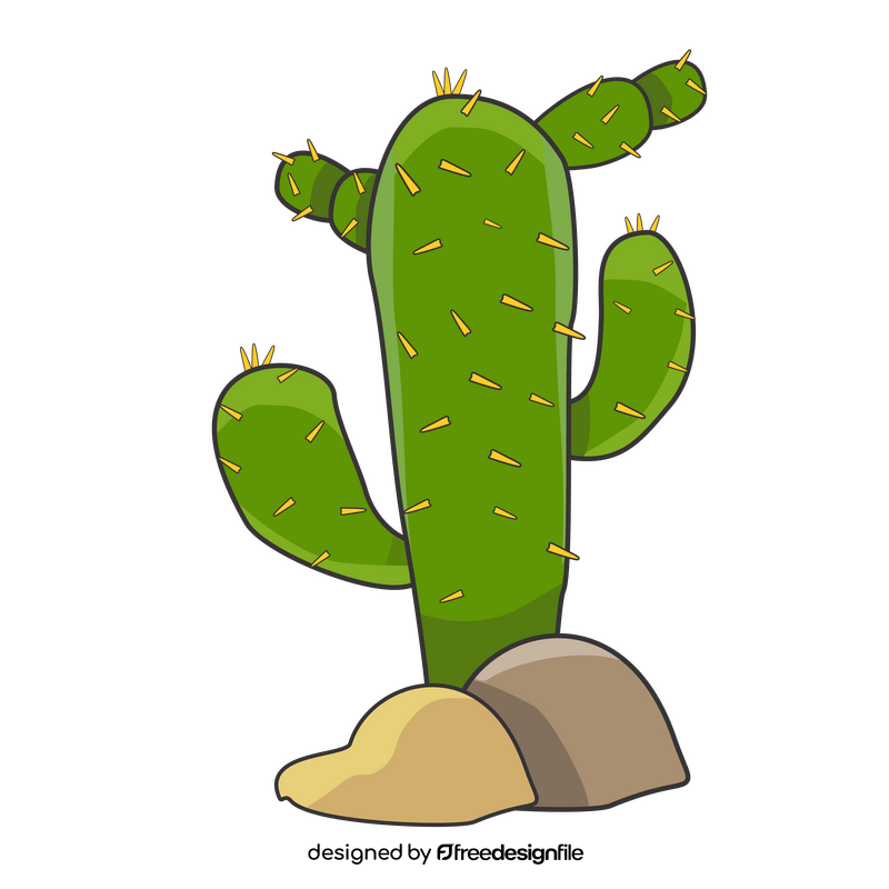 Cactus with stones illustration clipart