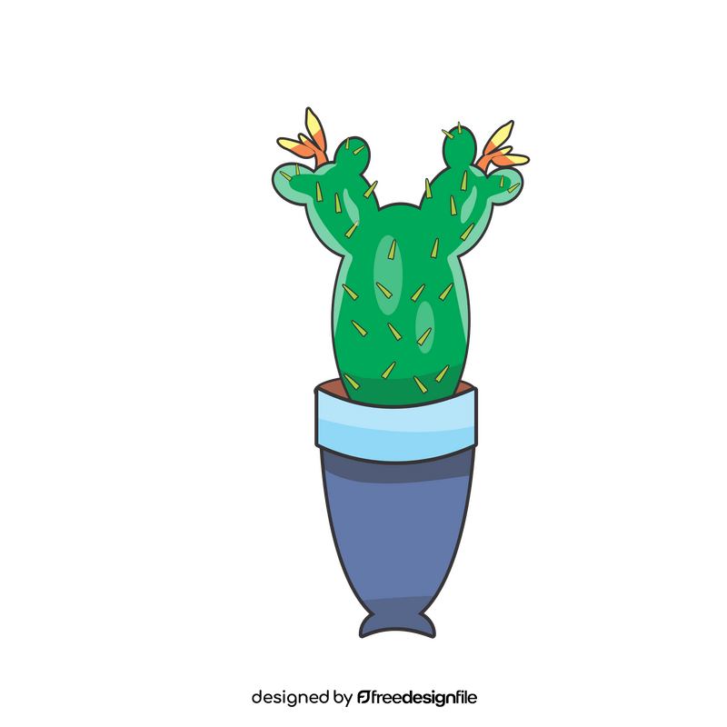 Cactus in blue vase clipart