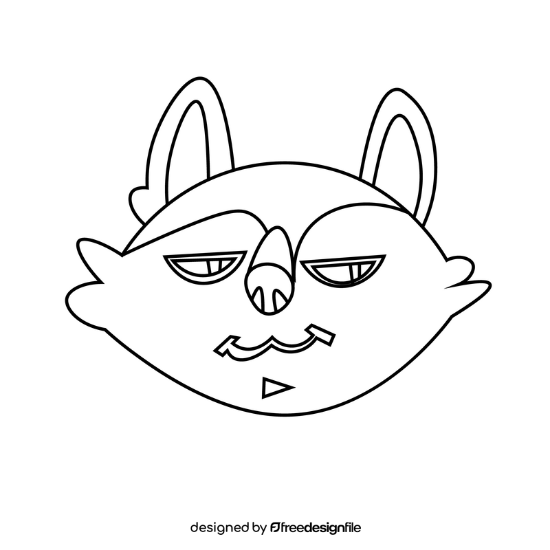 Fox face black and white clipart