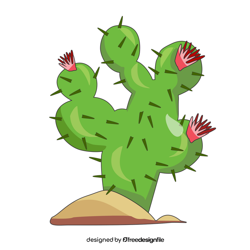 Cactus with pink flowers clipart