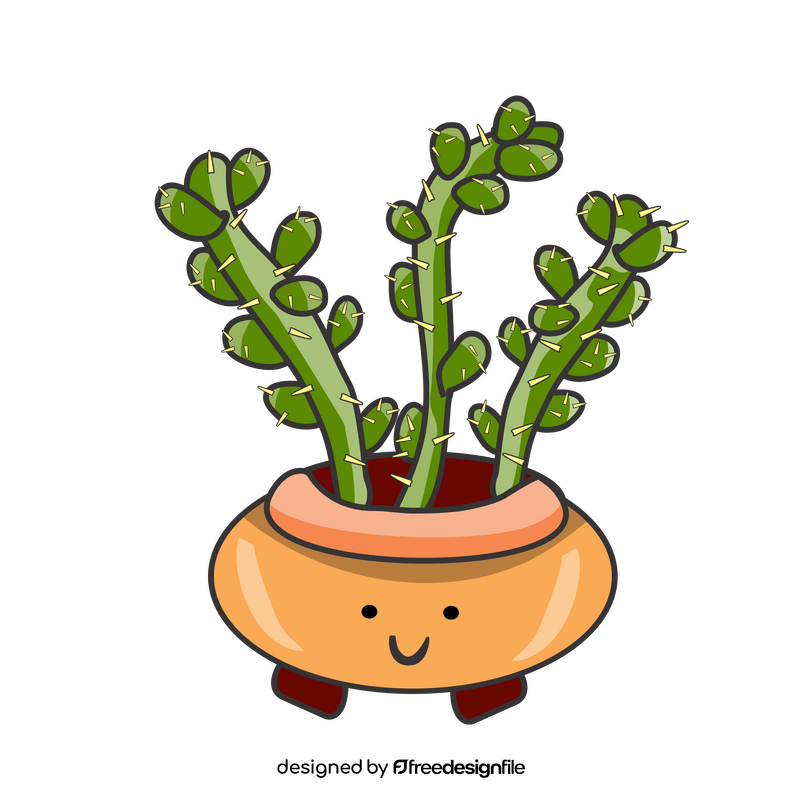 Cartoon cactus in a vase clipart