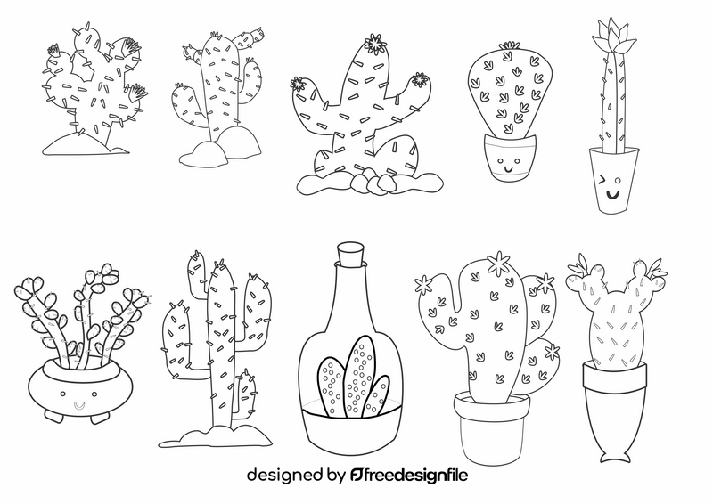 Cactuses black and white vector