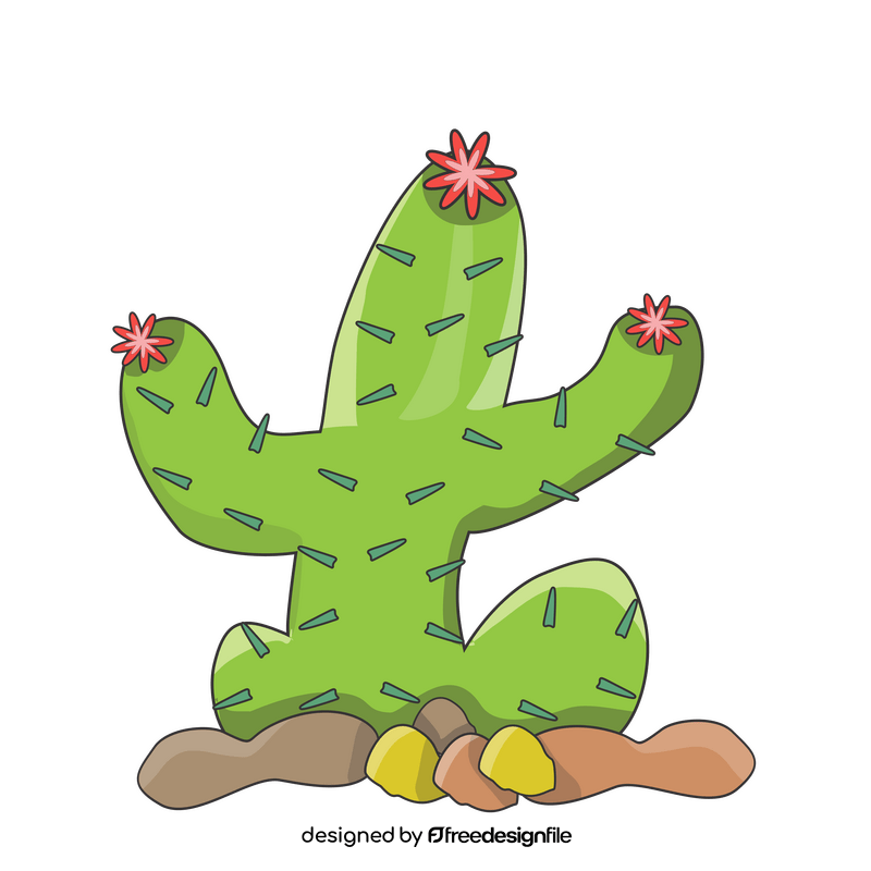 Free cactus with pink flowers clipart