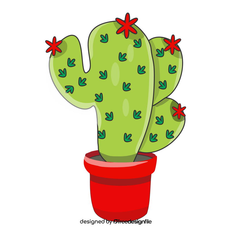 Cactus in red vase clipart