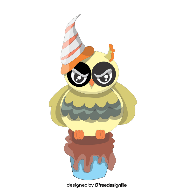 Halloween owl on a cupcake clipart