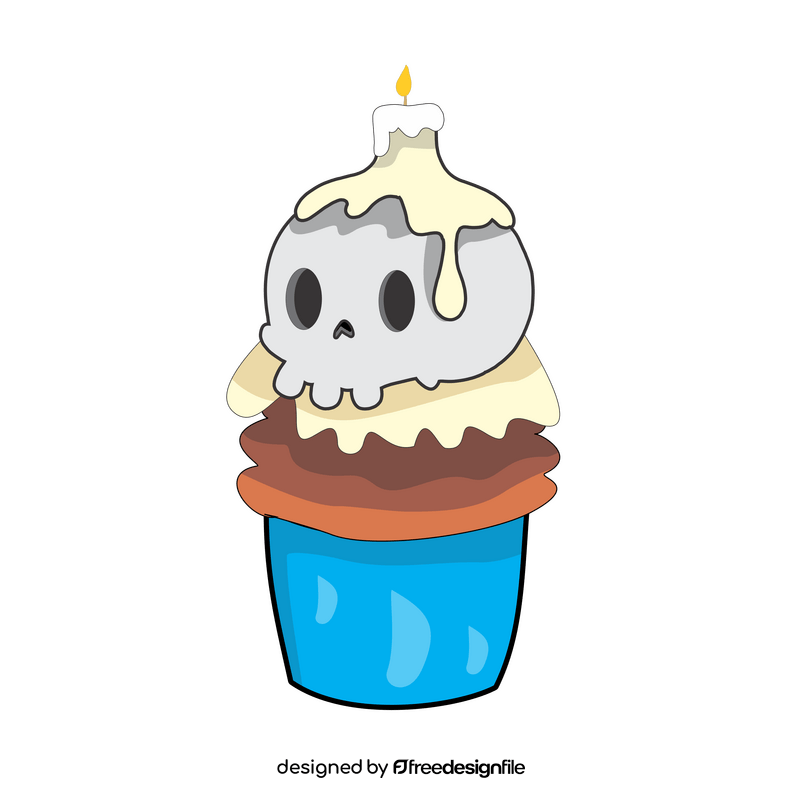 Halloween cupcake with skull candle clipart