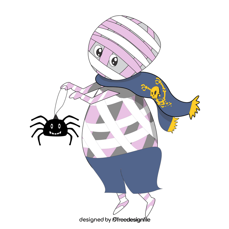 Halloween mummy with spider clipart