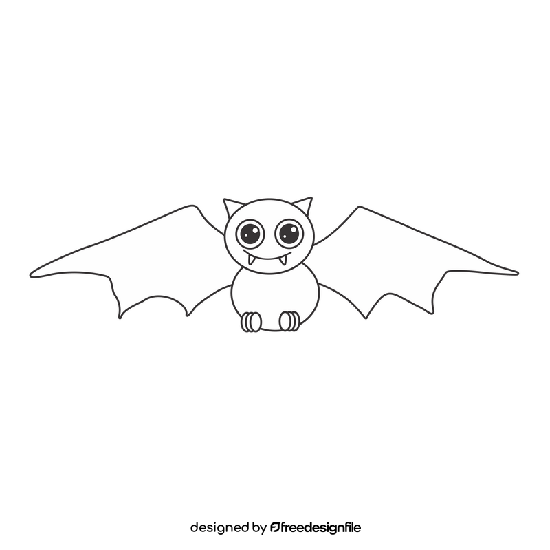Cartoon bat black and white clipart