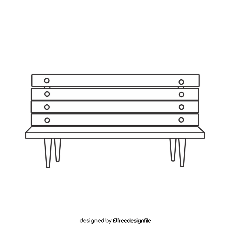 Wooden park bench black and white clipart