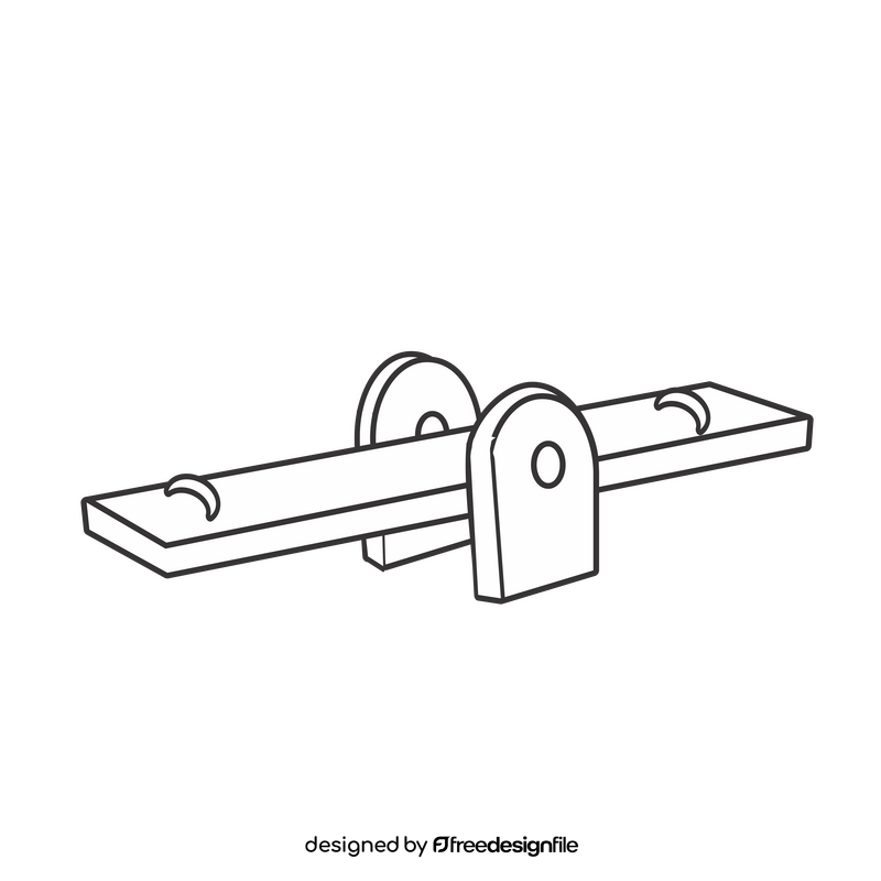 Kids seesaw drawing black and white clipart