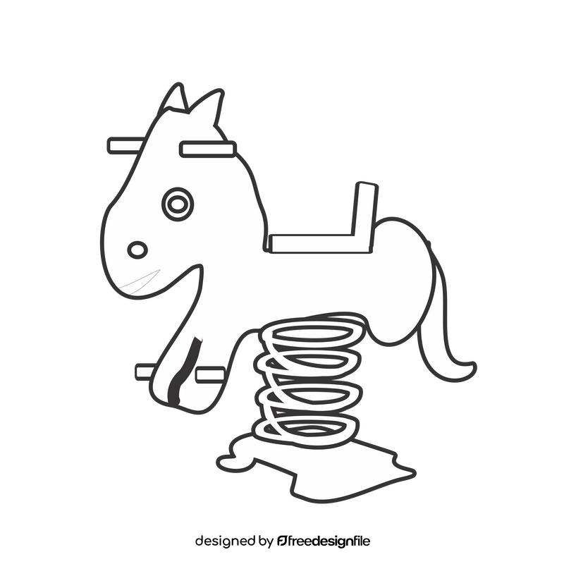 Kids spring horse black and white clipart