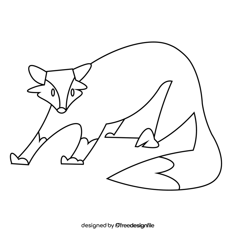 Fox playful black and white clipart