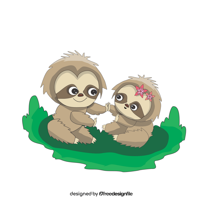 Cute sloths playing clipart