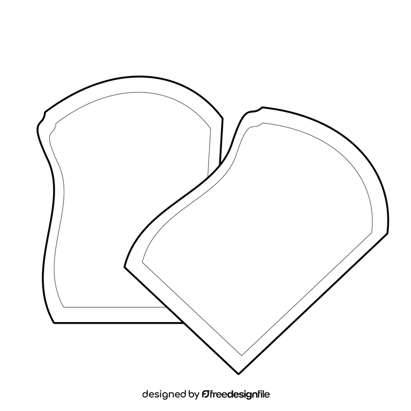 Toast bread slices black and white clipart
