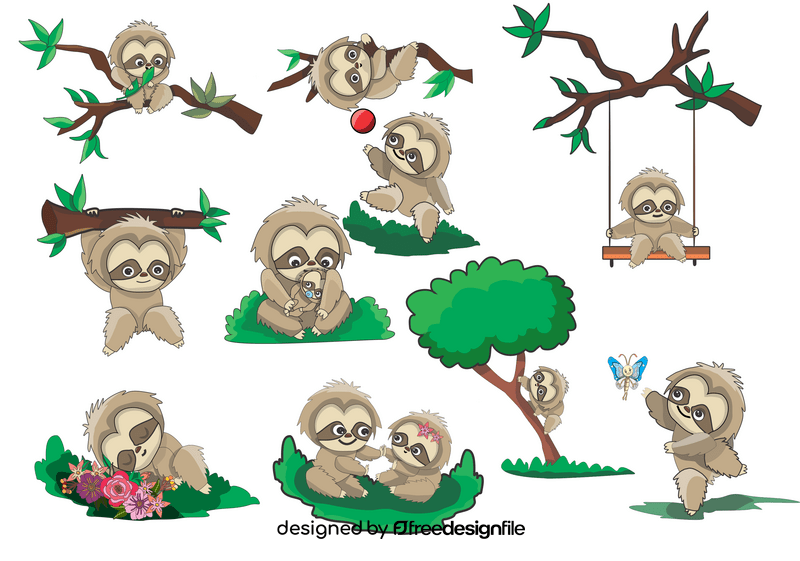 Cute sloths vector