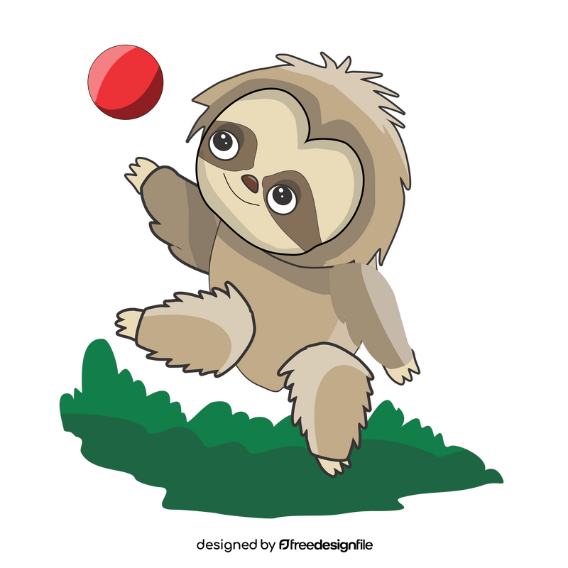 Sloth playing with ball illustration clipart