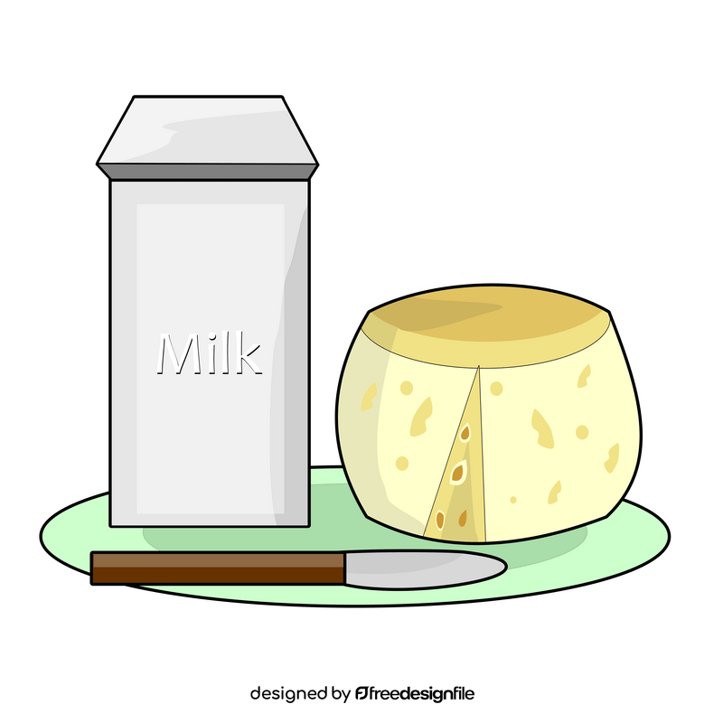 Breakfast with milk and cheese clipart