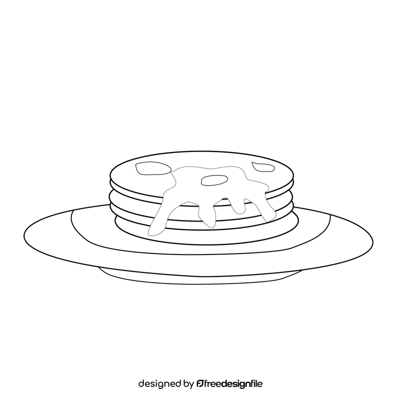 Pancakes with chocolate breakfast black and white clipart