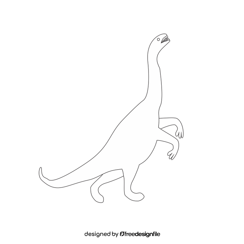 Plateosaurus dinosaur illustration black and white clipart