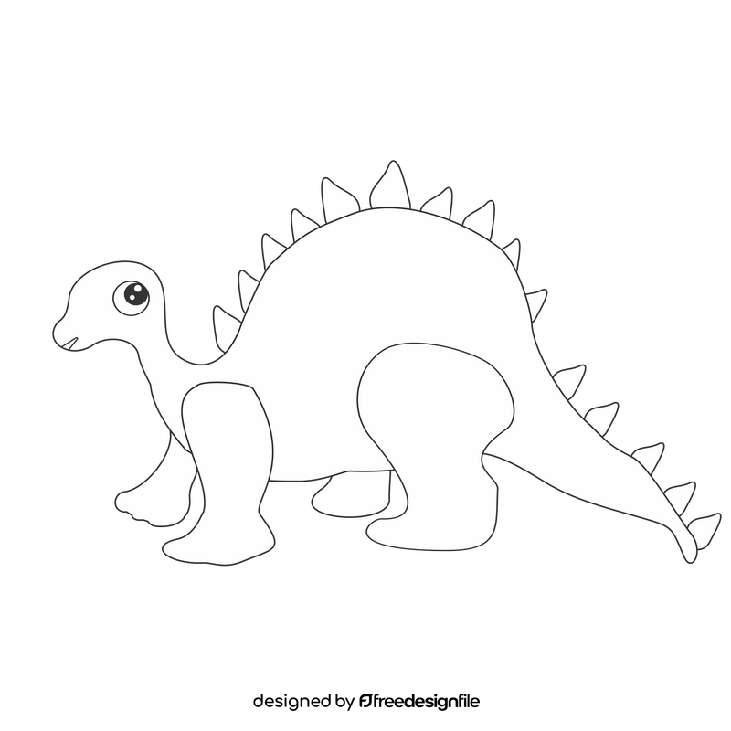 Dinosaur stegosaurus cartoon black and white clipart