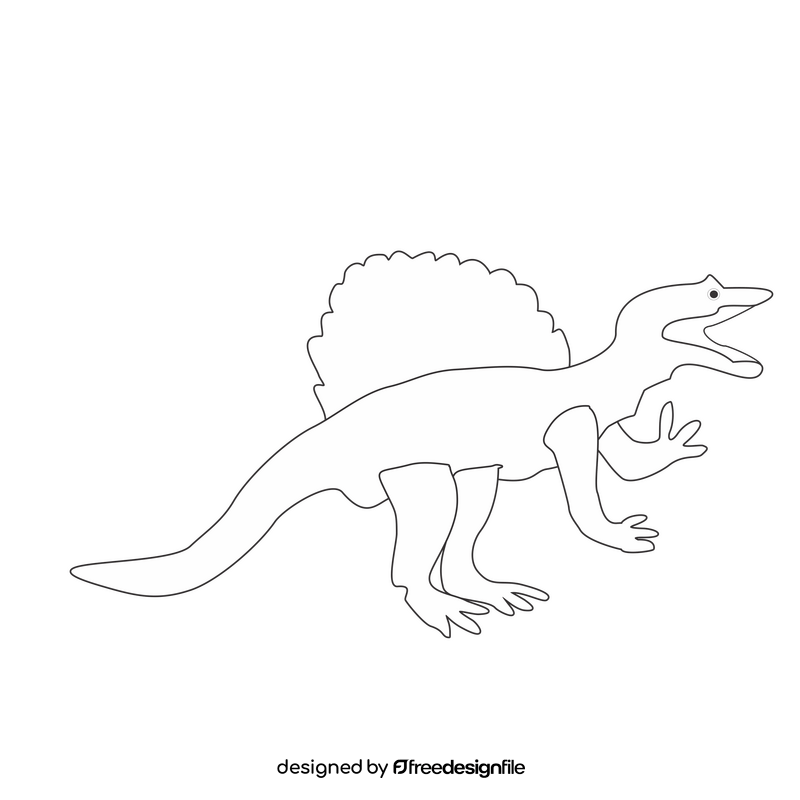 Dinosaur spinosaurus black and white clipart