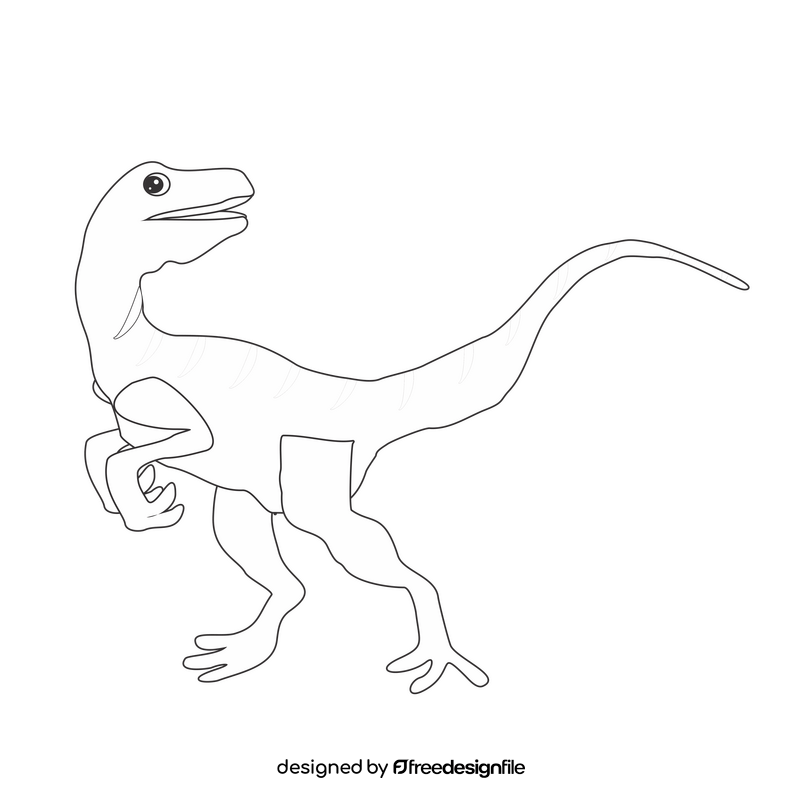Velociraptor dinosaur black and white clipart