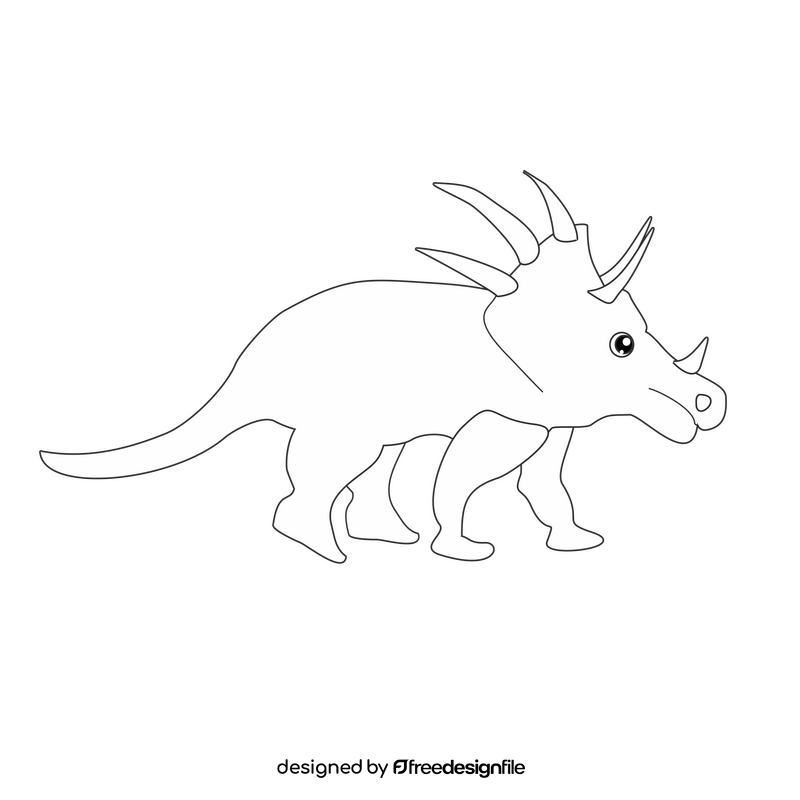 Dinosaur styracosaurus black and white clipart