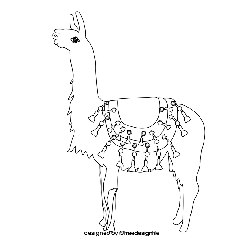 Llama black and white clipart