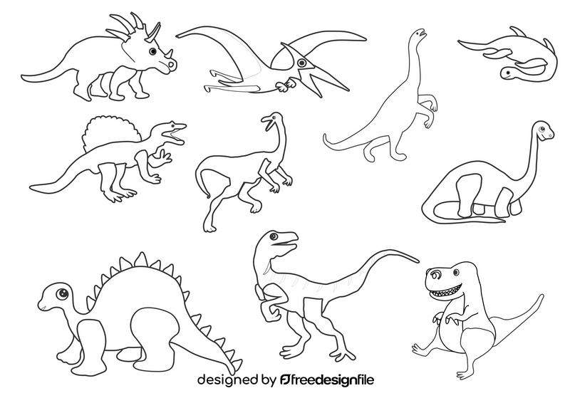 Dinosaurs black and white vector