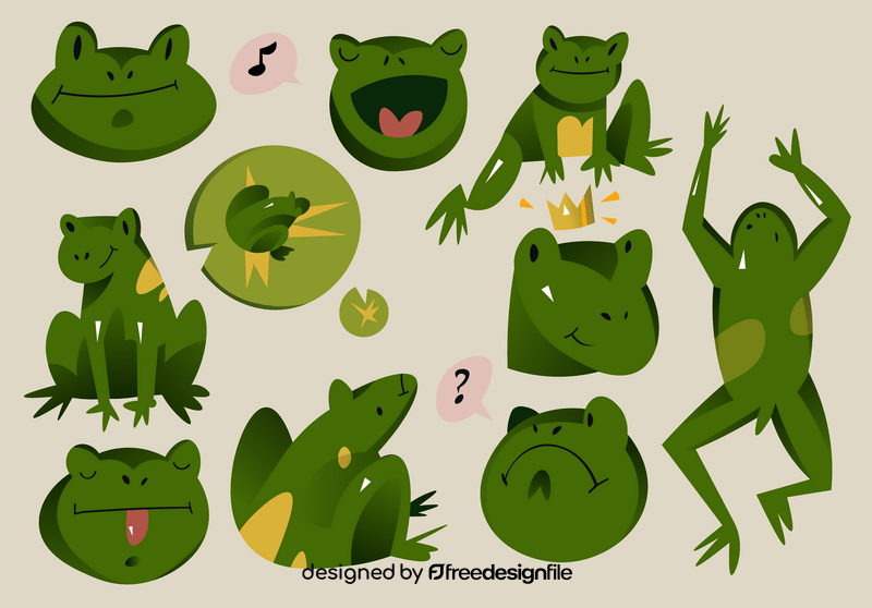 Frog cartoon set vector