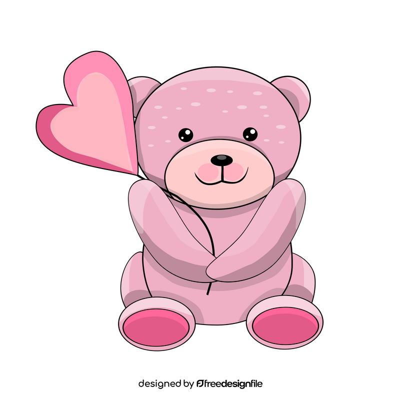 Cute pink teddy bear clipart