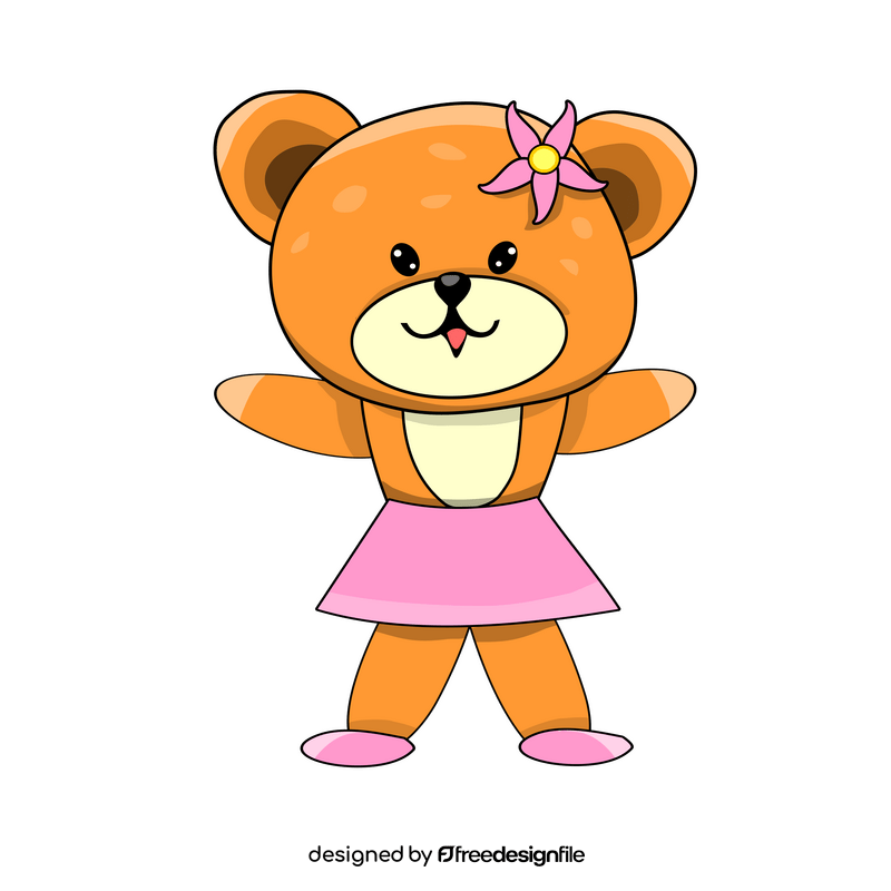 Cute teddy bear in pink skirt clipart