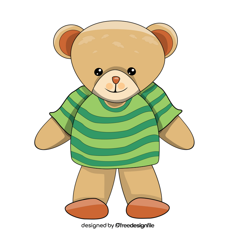 Teddy bear in green stripped t shirt clipart